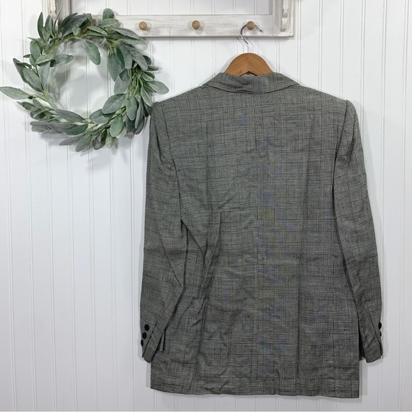 Vintage 90s houndstooth plaid double breasted blazer jacket size 10 academia - Picture 7 of 9